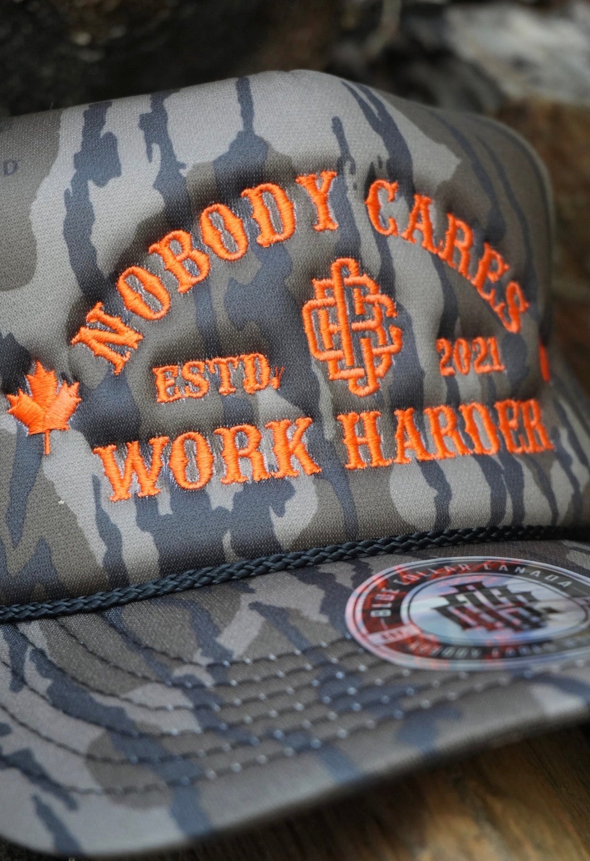 Bottomland Camo Blue Collar Foam Trucker Hat — Limited Edition - Blue Collar Canada